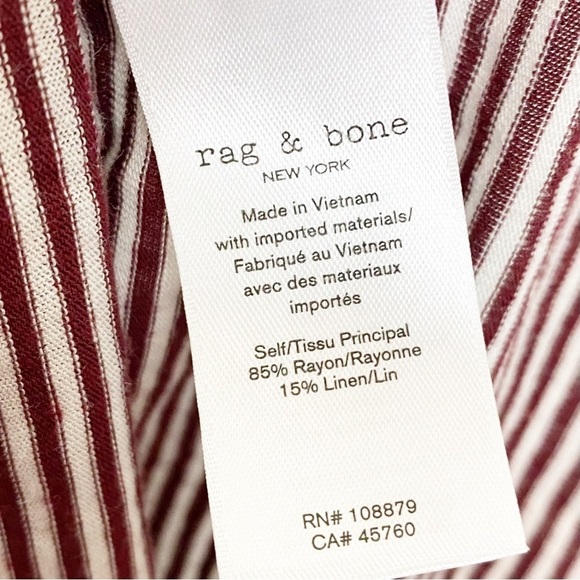 Rag & Bone Michal Linen Blend Tank Top in Burgundy Multi Striped - Picture 9 of 10